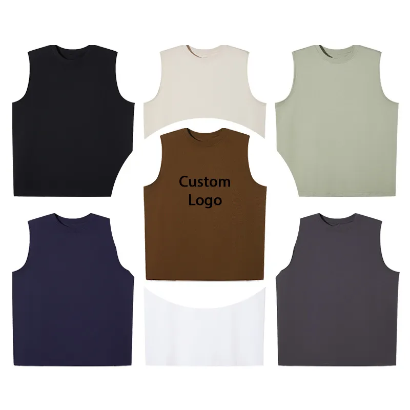 Camiseta deportiva informal de algodón con logotipo personalizado, camiseta sin mangas de poliéster 100% para hombre, chaleco deportivo sin mangas de talla grande para gimnasio para hombre