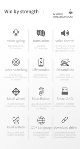 Intelligent Voice AI Mouse 2023 New Wireless Voice Typing Translation Online Input Mice for <strong>Apple</strong> Mac <strong>IOS</strong> / Windows 10 <strong>9</strong> 8 - Product Image 3