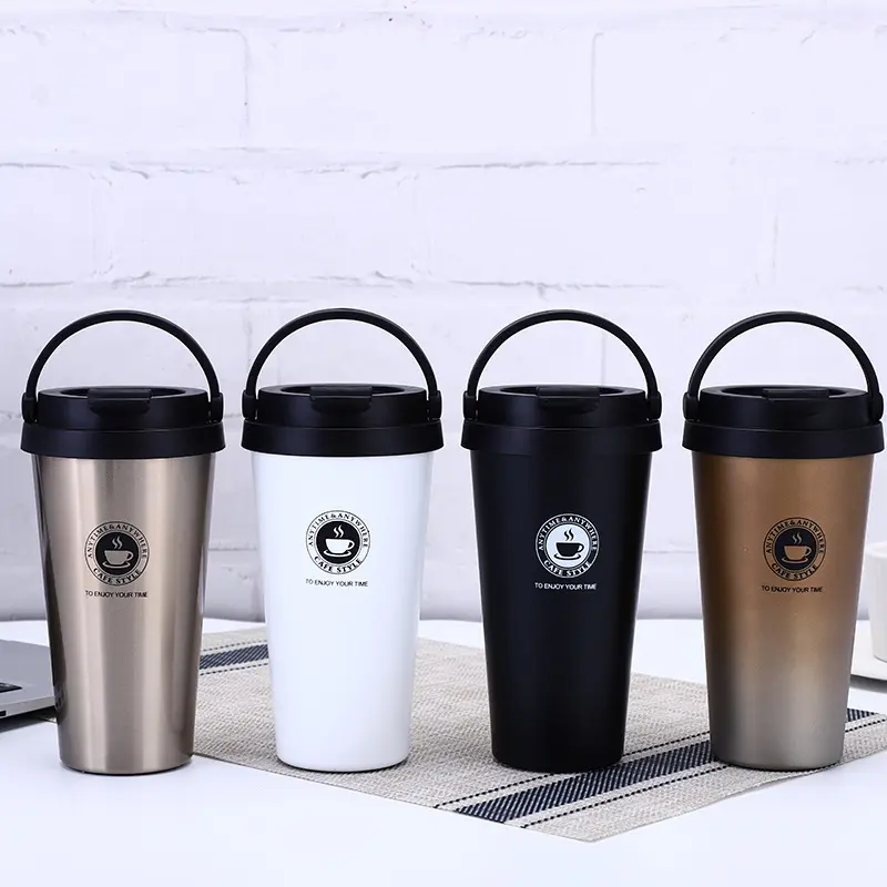 17oz Straight Custom Logo Auto Vakuum isolierte doppelwandige Edelstahl Kaffee Auto Tasse mit Griff