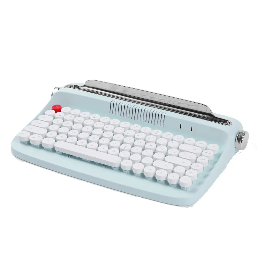 Keyboard kunci bulat klasik terbaik, nirkabel Bluetooth Retro Pink Keyboard mesin tik untuk Ipad 2023 Keyboard mekanik Tutup kunci bulat