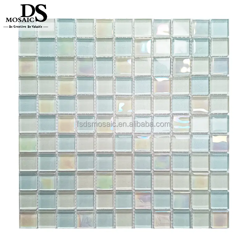 Mattonelle di mosaico di vetro Decorative della parete delle mattonelle di mosaico della piscina di lusso di cristallo della polvere della perla di colore Super bianco su misura