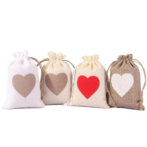 Logotipo personalizado de varios tamaños de lino Draw String Bag Embalaje de regalo Bolsa con cordón Reutilizable Yute Mini bolsas de regalo - Product Image 1