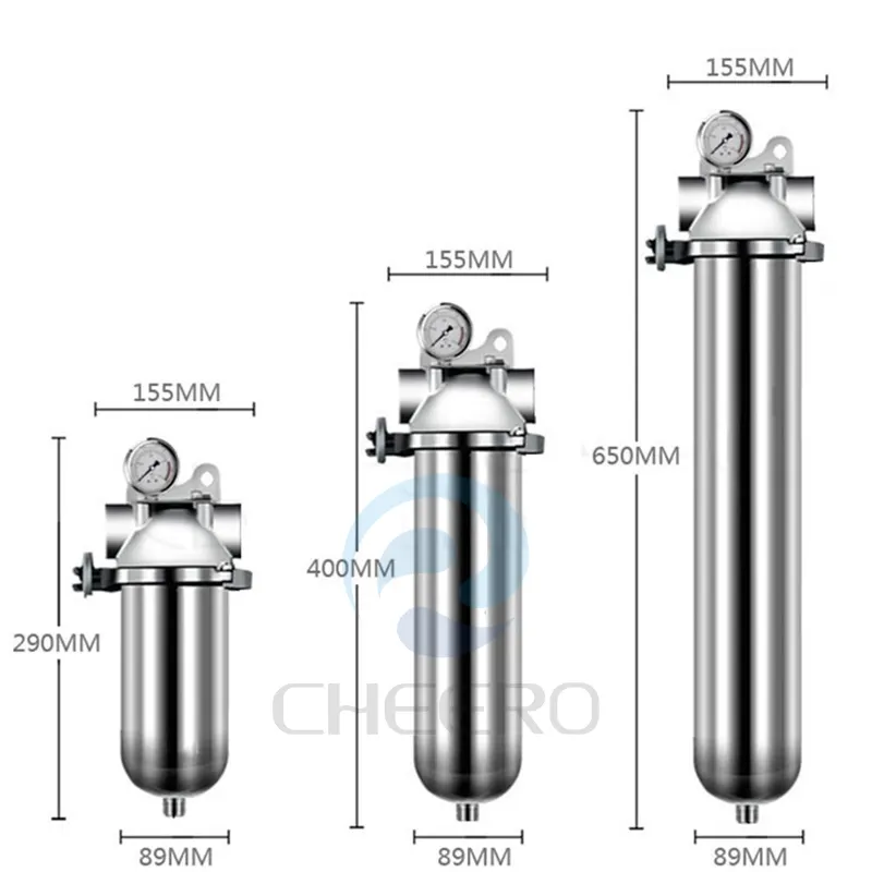 Filtro de água de 10 polegadas/20 polegadas, sistema de tratamento líquido de alta pressão para caixa de aço inoxidável 304