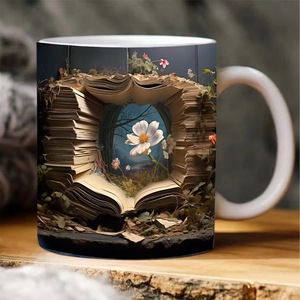 3D özel desen 330ML beyaz seramik fincan süblimasyon özel Logo boş fincan klasik tasarım - Product Image 5