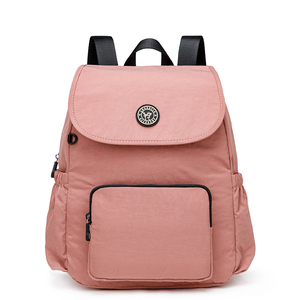 Mini mochila de color sólido con patrón gráfico Nylon impermeable y cierre de cremallera Bolsillo trasero con cremallera Llavero - Product Image 1