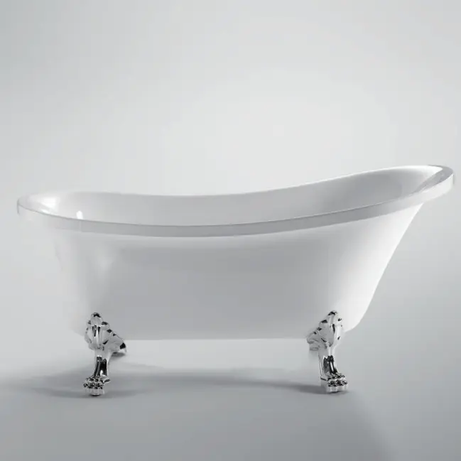 Medyag อ่างอาบน้ำคริลิคสีขาวที่ทันสมัยยืนอยู่คนเดียวอ่างอาบน้ำที่มีเงินสนับสนุนเท้าสบายอ่างอาบน้ำ