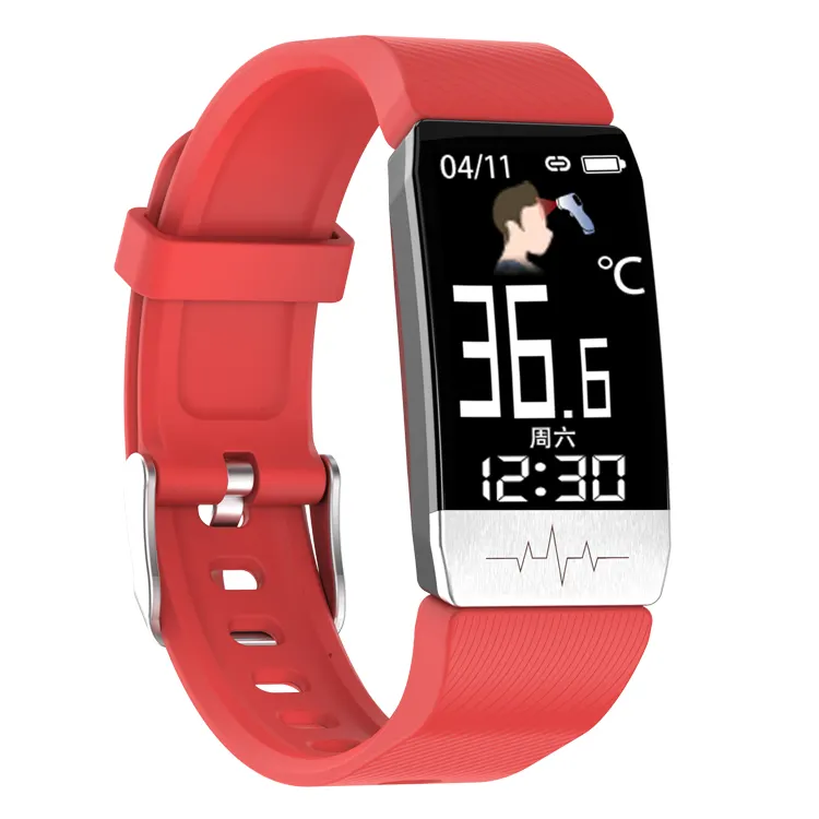 Reloj inteligente deportivo T1s, dispositivo con termómetro, medición de la temperatura corporal y del ritmo cardíaco
