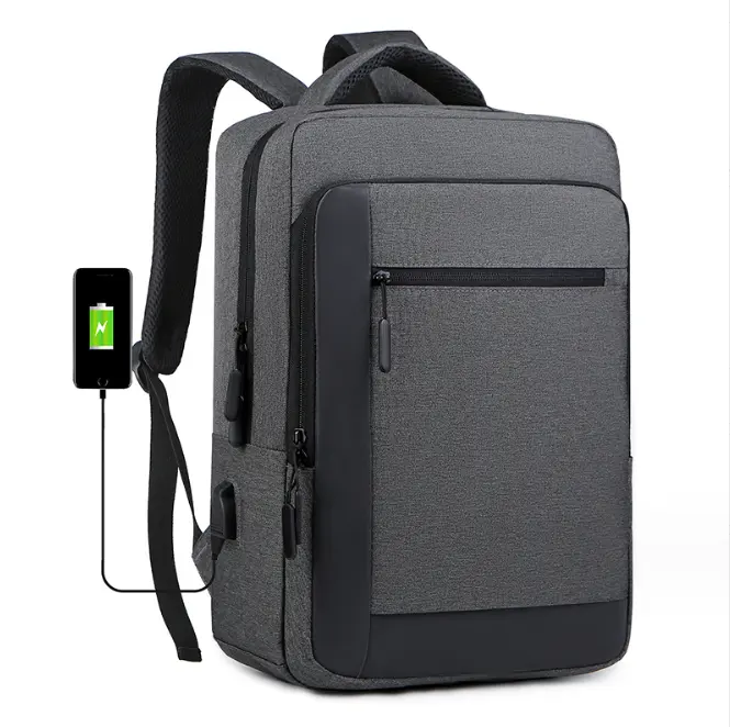 Vente en gros de sacs à dos d'affaires avec logo personnalisé pour hommes, station de recharge USB, sacs à dos de luxe pour ordinateurs portables, sacs