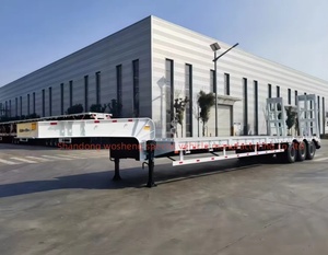 3/4 akslar mekanik süspansiyon yükleme rampası 40ft düşük yatak düz yatak yükleme güverte ağır makine taşıma için yarı römork - Product Image 4