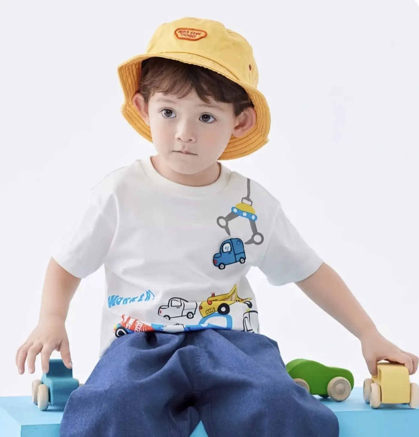 Camiseta de manga corta para niños, camiseta de verano para bebés, ropa de dibujos animados de algodón para niños, estampado