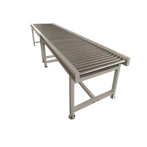 Transportador de rodillos de correa de acero inoxidable personalizado, sistemas de transportador de rodillos flexibles con ruedas de patín para carga y descarga