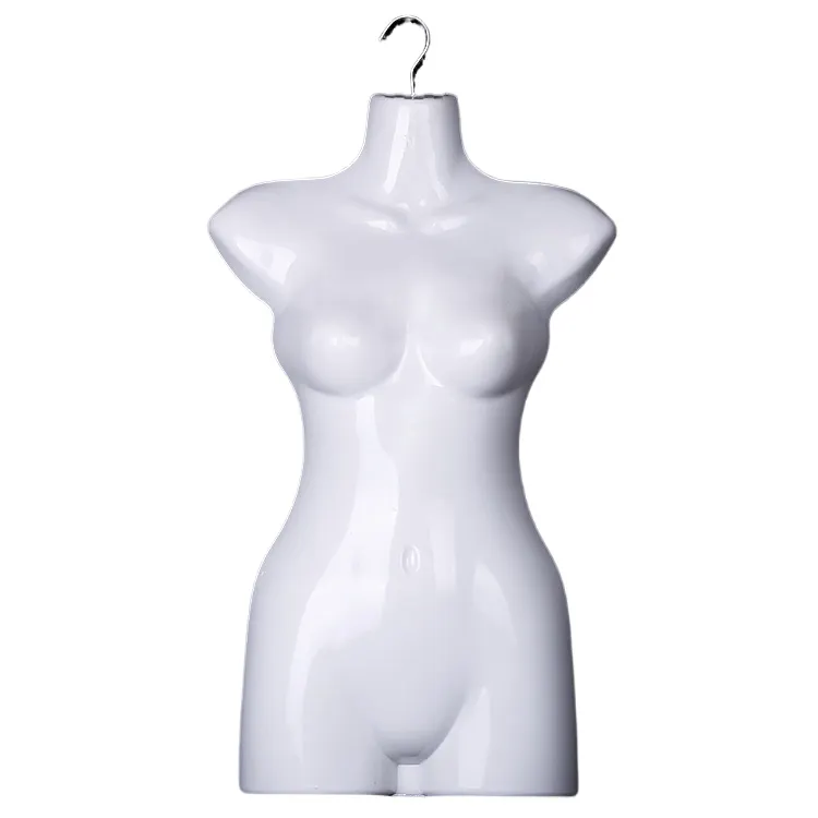 Preços De Fábrica Por Atacado Plástico Branco Modelo Pendurado Corpo Forma Manequim Feminino Torso Com Gancho De Metal