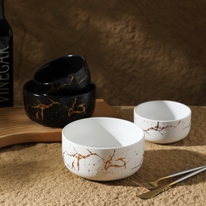 European Style Marble Matte <strong>Ceramic</strong> Tableware Set Creative Cross-Border Fruit Bowl for Noodle Soup Rice Home Usage <strong>Limited</strong> Stock - Product Image 3
