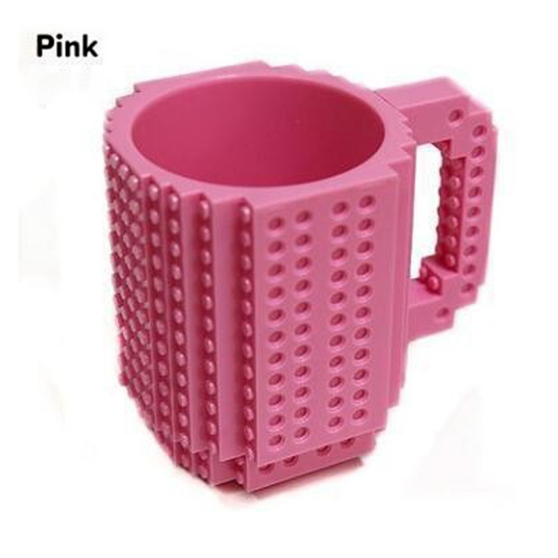 Tasse DIY de blocs de construction amusants roses