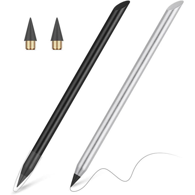 Crayon métal Hourglass-a69 - noir argenté, 2 recharges avec fil de cuivre.