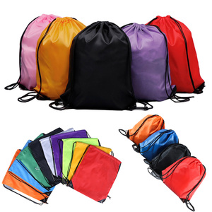 Bolsa de cordón promocional con logotipo personalizado, mochila de poliéster reutilizable de nailon para tienda y mercado - Product Image 1