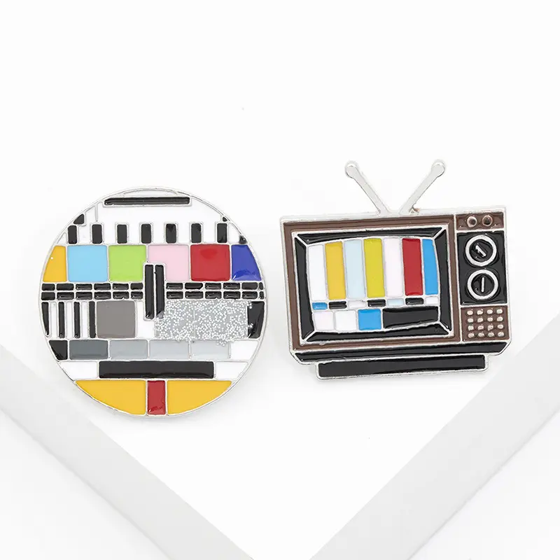 Pino de tv vintage, canal sem sinal em 80s lapela pin be riotous arco-íris broche de moda joias lembrança de presente