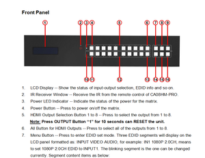 HDbaset matrix-cable de alimentación, compatible con receptores HDBaseT, PoC, 8x8