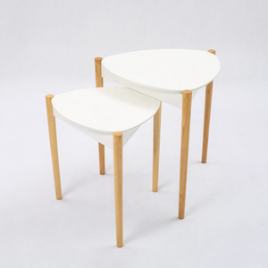 Home Furniture Nordic Bamboo <strong>Nesting</strong> Triangle <strong>End</strong> Set of 2 Coffee <strong>Tables</strong> Modern Minimalist Side <strong>Table</strong> Sets for Living Room - Product Image 1