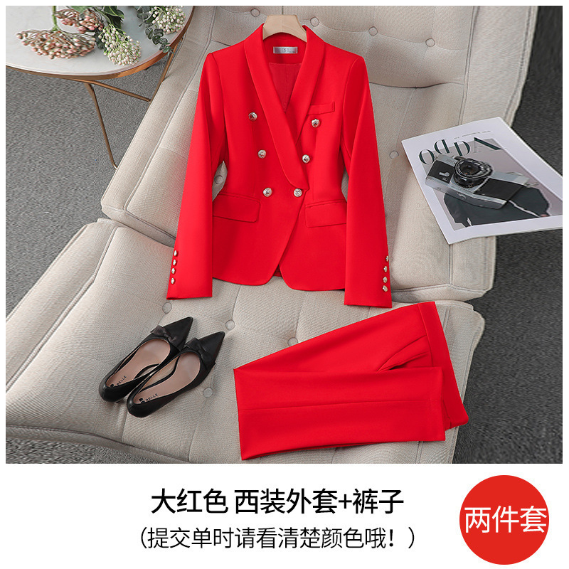 Bright red suit pants