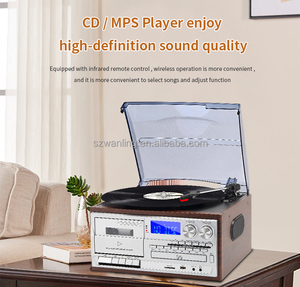 Multi Vinyl Turntable Player with CD Player <strong>USB</strong> SD Record AUX <strong>Input</strong> Radio and Cassette Function - Product Image 3