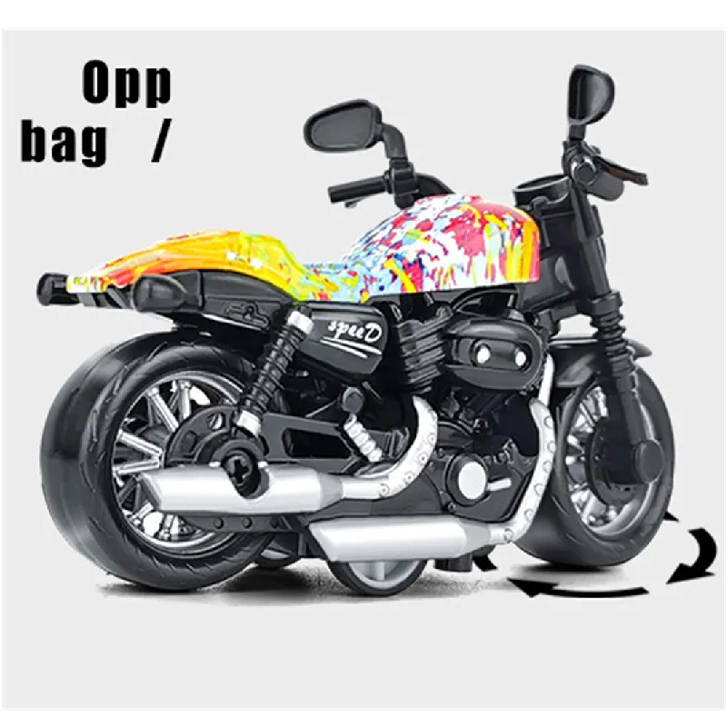Оптовая продажа, мотоциклетный сплав черного цвета, детали игрушечного автомобиля, движущийся литой мотоцикл