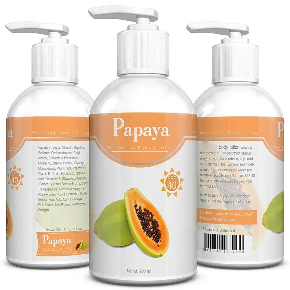 Prodotto per la cura della pelle sbiancante con etichetta privata per la cura della pelle coreana lozione per il corpo alla Papaya biologica per l'idratazione quotidiana naturale all'ingrosso