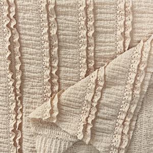 Rok triko kain Jersey katun/poliester Jacquard melar anak-anak perempuan gaun 12808 # daun Lotus berlipat berongga polos - Product Image 1