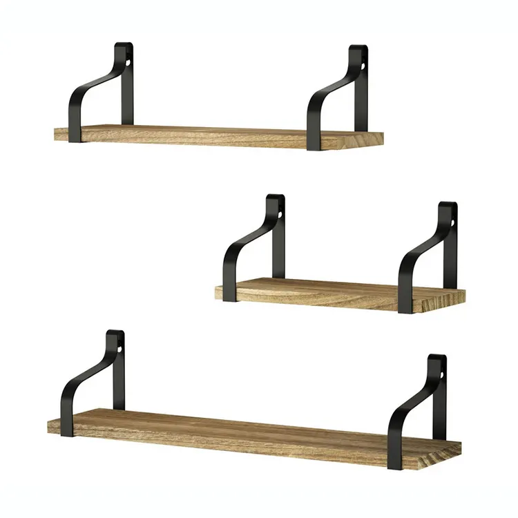 De madera de estantes de pared estantes estante de pared de madera diseño fácil de instalar Natural sólido muebles para el hogar de madera