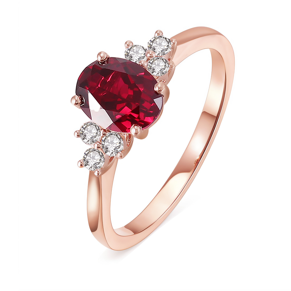 ทองคำแท้ 18K พร้อมพลอยทับทิมสีเลือดพีเจนที่ปลูกในห้องปฏิบัติการ