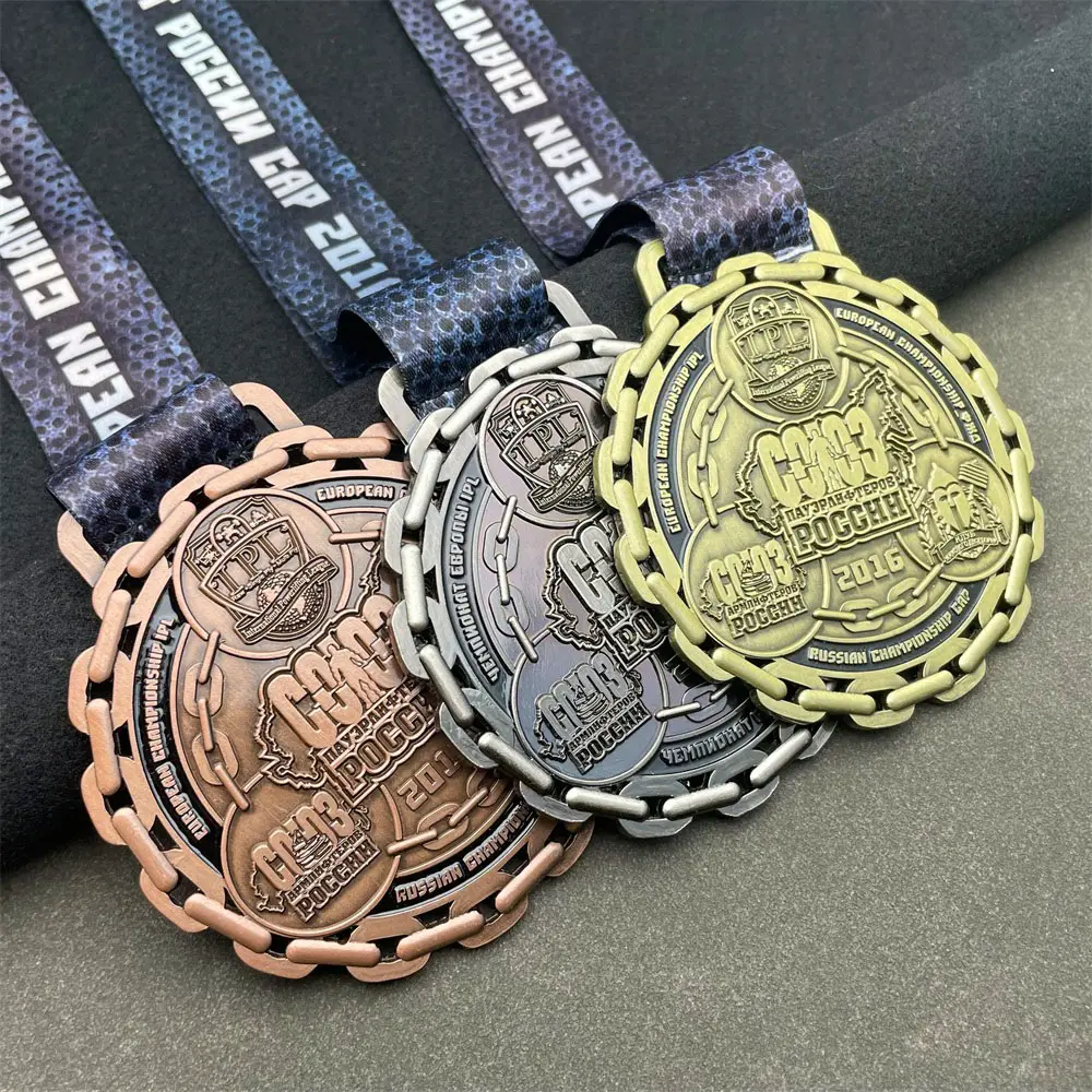 Futebol medalhas e fitas maratona corrida prêmio medalha de ouro fabricante medalha