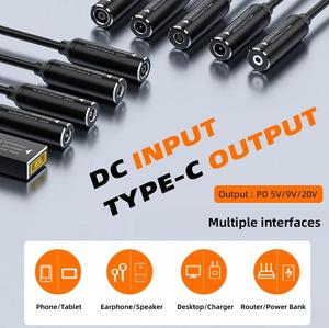 Cable de carga de enchufe de alimentación de salida tipo C de 4,5x3,0mm, 65W, PD9V, 5V, 20V - Product Image 5
