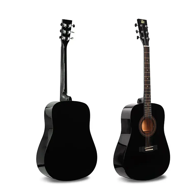 Guitare folk adulte de 41 pouces en tilleul noir de haute qualité guitare débutant