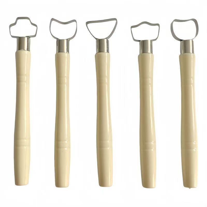 ชุดแม่พิมพ์ดินเหนียวพลาสติก Kw-t-658 5 ชิ้น - สีเบจ - บรรจุในถุง OPP