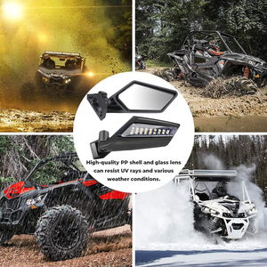 360 Degree Adjustable Side View Mirror with <strong>LED</strong> ATV Rearview Mirror Turn Signal Lights for Can Am Maverick X3 RS <strong>DS</strong> Max Turbo R - Product Image 6
