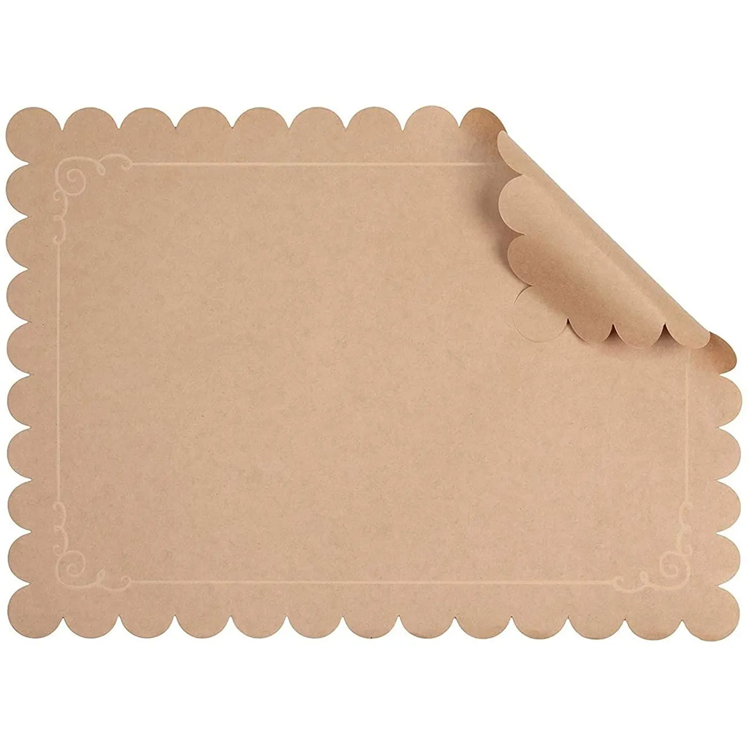 Tapete desechable de Papel Kraft para mesa, estera rústica rectangular con estampado festoneado para mesa, cocina y Cena