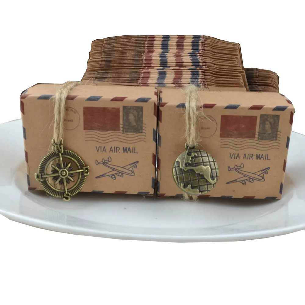 صناديق حلوى مصنوعة من ورق كرافت عتيق لأغراض البريد والبسكويت والشوكولاتة للبيع بالجملة