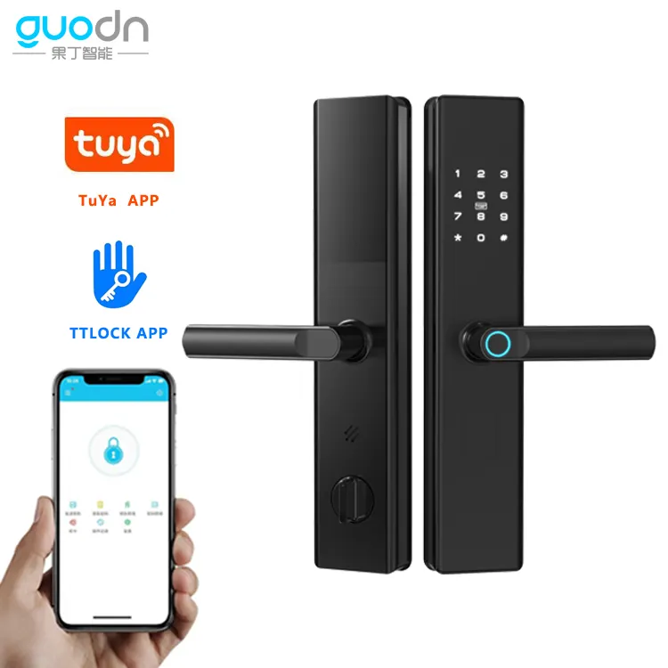 Hotel Door digital Lock Residence Tuya Smart life app TTlock Fingerprint Passcode Card Wifi Smart Door Lock