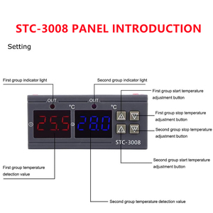 Controlador de temperatura de STC-3008 Digital Dual, termostato de salida de dos relés, calentador con sonda de 12V, 24V, 220V, refrigerador doméstico, calor frío - Product Image 3