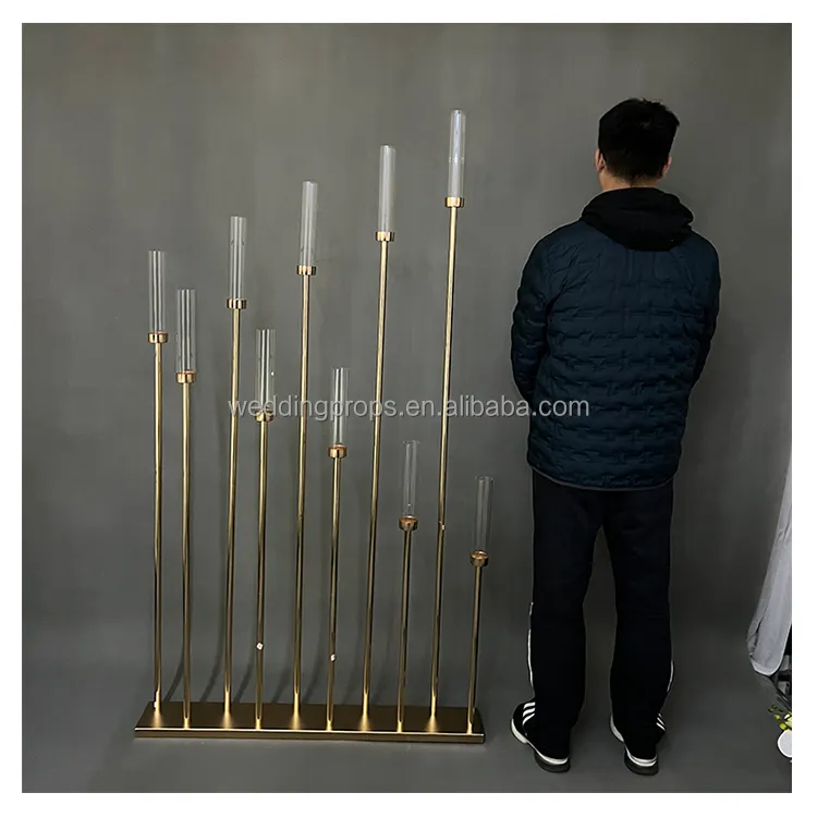 2022 Neues Design High Tall Led Light Gold Kerzenhalter Kerzenhalter für Hochzeits dekoration