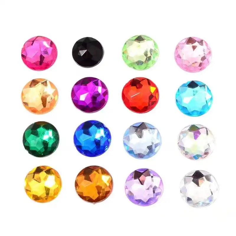 6mm-30mm Acrílico redondo Rhinestone Flat Back Strass Crystal Stones pedra aparar