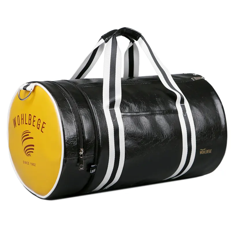 कस्टम लोगो वाटरप्रूफ चमड़े के जिम बैग महिला खेल यात्रा डफिल बैग जूते के डिब्बे के साथ
