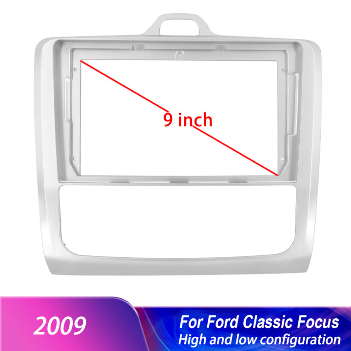 Podofo 2 Din 9 Inch Car Stereo Radio Frame Dashboard Trim For Ford/Focus 2004-2011