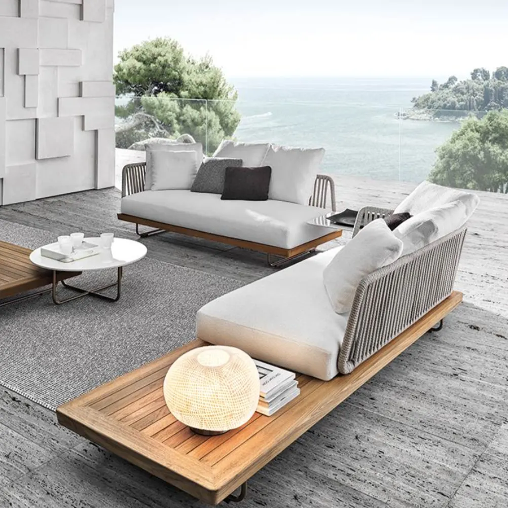 China fabricante meciteraneano malásia design italiano rústico de madeira hotel corda de luxo mobiliário sofá
