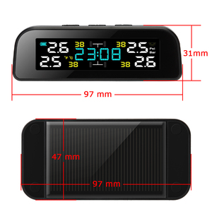 Monitor de presión de neumáticos inalámbrico TPMS universal, reloj de energía solar, pantalla LCD con 4 sensores externos - Product Image 6