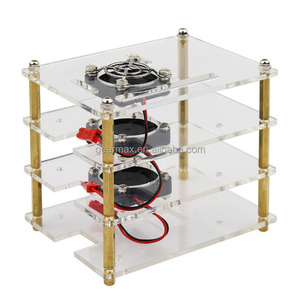 Raspberry Pi 4B 3B + 3B Cluster laminato acrilico trasparente neutro con alloggiamento della ventola - Product Image 2