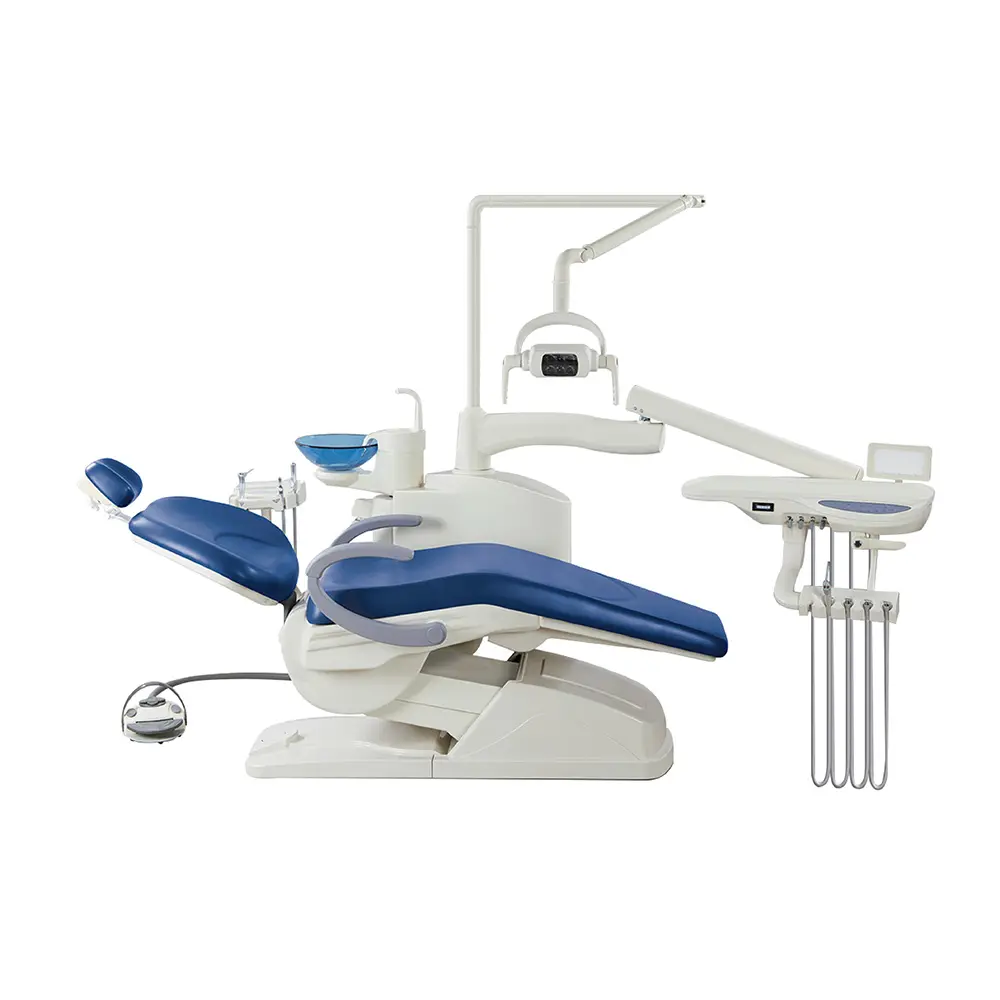 Complete Set Economic and Cheaper Type Dental Unit Chair with top mouted tray Dentist Stool Scaler Curing Light Handpiece Air Co