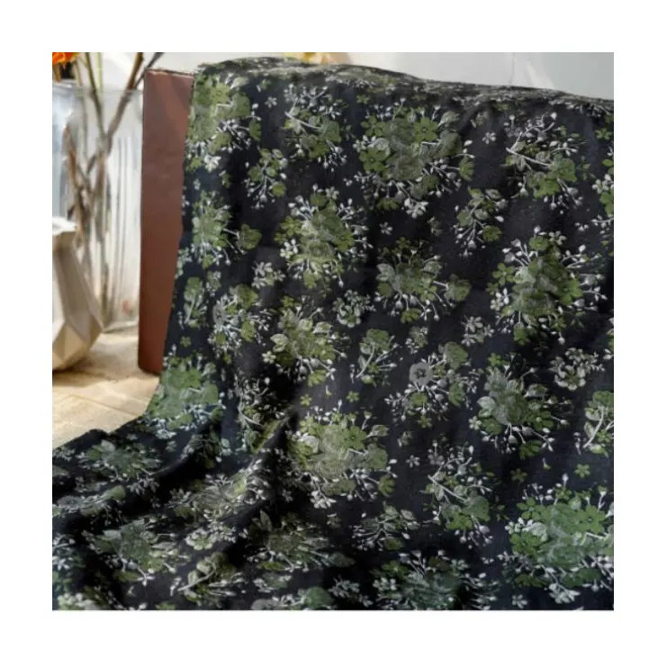 Alta calidad negro verde flor moda suave jacquard brocado equipaje Zapatos Ropa tela