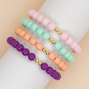 Atacado Bohemia Handmade Única Cor Olhos Turcos Frisado Elástico Mão <span class=keywords><strong>String</strong></span> Qualidade Mulher Pulseira Moda Frisado Pulseiras