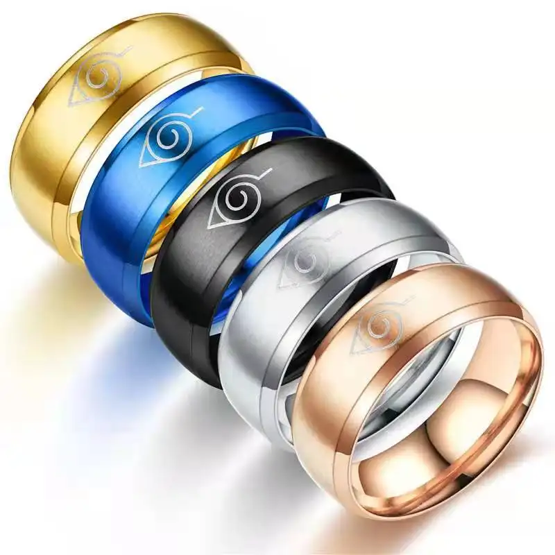 SSR027-anillos de Anime de 5 colores para hombre, anillos personalizados de acero inoxidable pulido grabado para amantes del Anime